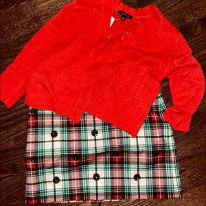 vineyard vines white/green/red plaid skirt & NWT Ann Taylor red sweater